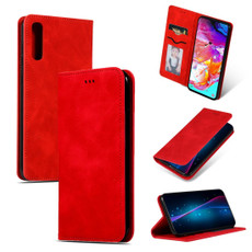 Retro Skin Feel Business Magnetic Horizontal Flip Leather Case for Samsung Galaxy A70(Red)