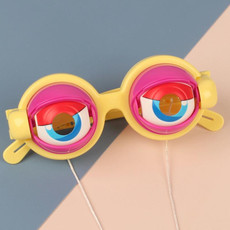 3 PCS Children Funny Glasses Toys Amusing Tricky Props(Pink Yellow)