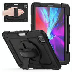 For iPad Pro 11 inch (2018) / Pro 11 inch (2020) Shockproof Colorful Silica Gel + PC Protective Tablet Case with Holder & Shoulder Strap & Hand Strap & Pen Slot(Black)