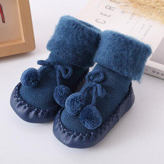 Winter Baby Warmer Floor Shoes Anti-Slip Baby Step Shoes, Size:11cm(Blue)