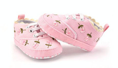 Baby Girl Shoes Lace Floral Embroidered Soft Shoes Walking Toddler Kids Shoes(Pink)