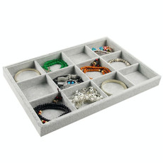 12 Grids Flannelette Bracelet Ring Necklace Display Rack Jewelry Storage Tray 12 Grids Flannelette Bracelet Ring Necklace Display Rack Jewelry Storage Tray