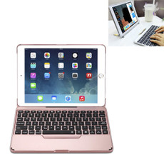 F611 Detachable Colorful Backlight Aluminum Backplane Wireless Bluetooth Keyboard Tablet Case for iPad Air 2 / 9.7 (2018) / 9.7 inch (2017) / Air / Pro 9.7 inch (Rose Gold)