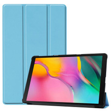 Custer Texture Horizontal Flip PU Leather Case for Galaxy Tab A 10.1 2019 (T515 / T510), with Three-folding Holder & Sleep / Wake-up Function (Sky Blue)