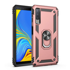 Sergeant Armor Shockproof TPU + PC Protective Case for Galaxy A7 2018, with 360 Degree Rotation Holder (Rose Gold)