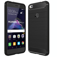 For Huawei  P8 Lite (2017) Brushed Carbon Fiber Texture Shockproof TPU Protective Case(Black)