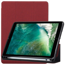 Cloth Texture Pattern Horizontal Flip Leather Case for iPad Pro 10.5 inch ,with Three-folding Holder & Pen Slots (Red)