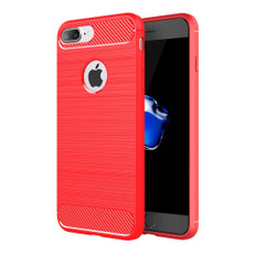 For iPhone 7 Plus Brushed Texture Fiber TPU Rugged Armor Protective Case(Red)