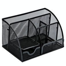 Deli 9200 Full Metal Hollow Pen Holder Office Supplies Storage Box(Black)
