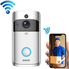 EKEN V5 Smart Phone Call Visual Recording Video Doorbell Night Vision Wireless WiFi Security Home Monitor Intercom Door Bell, Standard(Silver)