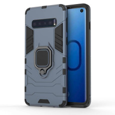 PC + TPU Shockproof Protective Case for Samsung Galaxy S10, with Magnetic Ring Holder(Navy Blue)