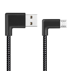 2m 2A USB to Micro USB Weave Style Double Elbow Data Sync Charging Cable, For Samsung / Huawei / Xiaomi / Meizu / LG / HTC (Black)