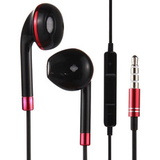 Black Wire Body 3.5mm In-Ear Earphone with Line Control & Mic, For iPhone, Galaxy, Huawei, Xiaomi, LG, HTC and Other Smart Phones(Red)