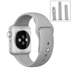 For Apple Watch Series 9&8&7 41mm / SE 3&SE 2&6&SE&5&4 40mm / 3&2&1 38mm High-performance Ordinary & Longer Rubber Sport Watch Band with Pin-and-tuck Closure(Grey)