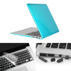 ENKAY for Macbook Air 13.3 inch (US Version) / A1369 / A1466 Hat-Prince 3 in 1 Crystal Hard Shell Plastic Protective Case with Keyboard Guard & Port Dust Plug(Blue)