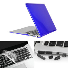 ENKAY for Macbook Air 13.3 inch (US Version) / A1369 / A1466 Hat-Prince 3 in 1 Crystal Hard Shell Plastic Protective Case with Keyboard Guard & Port Dust Plug(Dark Blue)