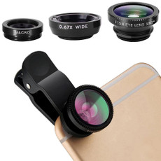 3 in 1 Photo Lens Kits (180 Degree Fisheye Lens + Super Wide Lens + Macro Lens), For iPhone, Galaxy, Sony, Lenovo, HTC, Huawei, Google, LG, Xiaomi, other Smartphones(Black)