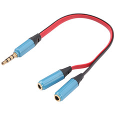 Noodle Style Aux Audio Cable 3.5mm Male to 2 x Female Splitter Connector, Compatible with Phones, Tablets, Headphones, MP3 Player, Car/Home Stereo & More(Blue)