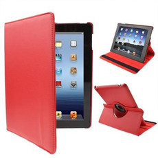 360 Degree Rotatable PU Leather Case with Sleep / Wake-up Function & Holder for New iPad (iPad 3) / iPad 2, Red(Red)