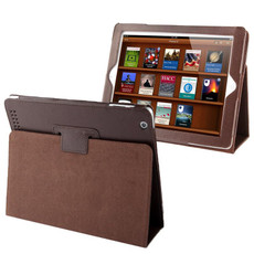 High Quality Litchi Texture Folding Leather with Sleep / Wake-up & Holder Function for iPad 2 / iPad 3 / iPad 4(Coffee)