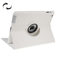 360 Degree Rotatable Leather Case with Sleep / Wake-up Function & Holder for New iPad (iPad 3)(White)