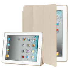 4-folding Slim Smart Cover Leather Case with Holder & Sleep / Wake-up Function for iPad 4 / New iPad (iPad 3) / iPad 2(White)