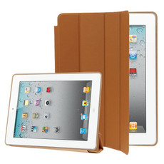 4-folding Slim Smart Cover Leather Case with Holder & Sleep / Wake-up Function for iPad 4 / New iPad (iPad 3) / iPad 2(Brown)