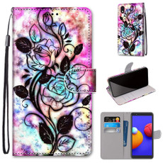 For Samsung Galaxy A01 Core Coloured Drawing Cross Texture Horizontal Flip PU Leather Case with Holder & Card Slots & Wallet & Lanyard(Color Bottom Hollow Flower)