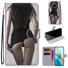 For Xiaomi Redmi Note 9 5G / Note 9T Coloured Drawing Cross Texture Horizontal Flip PU Leather Case with Holder & Card Slots & Wallet & Lanyard(Upskirt)