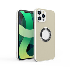 For iPhone 12 PU+PC+TPU Mobile Phone Protective Case(Beige)