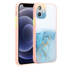 For iPhone 12 Ink Painting Style TPU Protective Case(Ink Blue)