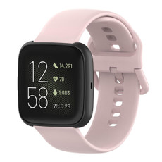 23mm Color Buckle Silicone Wrist Strap Watch Band for Fitbit Versa 2 / Versa / Versa Lite / Blaze, Size: L(Pink)