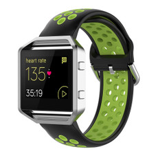 For Fitbit Versa 2 / Versa / Versa Lite / Blaze 23mm Sports Two Colors Silicone Replacement Strap Watchband(Black Lime)