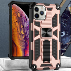 For iPhone 12 mini Armor Shockproof TPU + PC Magnetic Protective Case with Holder(Rose Gold)