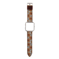 For Fitbit Blaze Retro Flowers Series Leather Watch Band(Chrysanthemum)