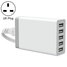 XBX09 40W 5V 8A 5 USB Ports Quick Charger Travel Charger, UK Plug(White)