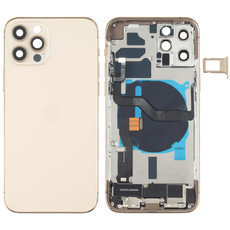 Battery Back Cover Assembly (with Side Keys & Speaker Ringer Buzzer & Motor & Camera Lens & Card Tray & Power Button + Volume Button + Charging Port & Wireless Charging Module) for iPhone 12 Pro(Gold)