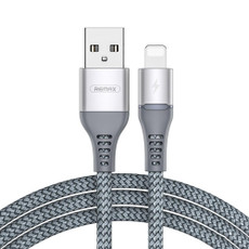 REMAX RC-152I 1m 2.4A USB to 8 Pin Colorful Breathing Data Cable(Silver)