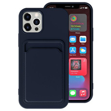 For iPhone 12 TPU + Flannel Lining Shockproof  Case with Card Slots(Blue)