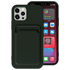 For iPhone 12 TPU + Flannel Lining Shockproof  Case with Card Slots(Green)