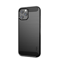 For iPhone 12 / 12 Pro MOF Gentleness Series Brushed Texture Carbon Fiber Soft TPU Case(Black)