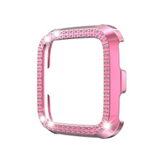 For Fitbit versa / versa lite PC Double-Row Diamond-Encrusted Protective Shell(Pink)