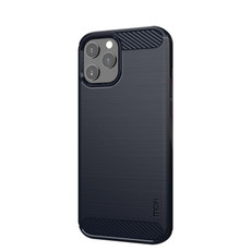 For iPhone 12 / 12 Pro MOF Gentleness Series Brushed Texture Carbon Fiber Soft TPU Case(Blue)