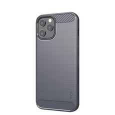 For iPhone 12 / 12 Pro MOF Gentleness Series Brushed Texture Carbon Fiber Soft TPU Case(Gray)