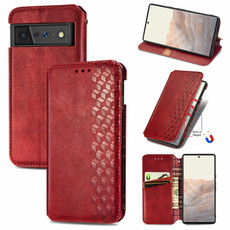 For Google Pixel 6 Cubic Grid Pressed Horizontal Flip Magnetic Leather Case with Holder & Card Slots & Wallet(Red) For Google Pixel 6 Cubic Grid Pressed Horizontal Flip Magnetic Leather Case with Holder & Card Slots & Wallet(Red)