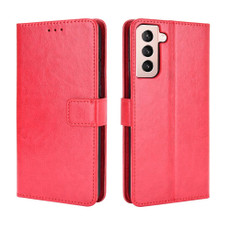 For Samsung Galaxy S21 5G Retro Crazy Horse Texture Horizontal Flip Leather Case with Holder & Card Slots & Photo Frame(Red)