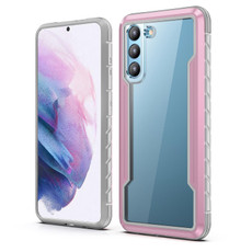 For Samsung Galaxy S21+ 5G iPAKY Thunder Series Aluminum Frame + TPU Bumper + Clear PC Shockproof Case(Rose Gold)