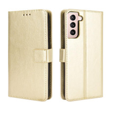 For Samsung Galaxy S21 5G Retro Crazy Horse Texture Horizontal Flip Leather Case with Holder & Card Slots & Photo Frame(Gold)