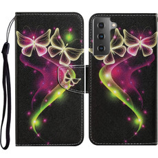 For Samsung Galaxy S21 5G Coloured Drawing Pattern Horizontal Flip PU Leather Case with Holder & Card Slots & Wallet & Lanyard(Couple Butterfly)