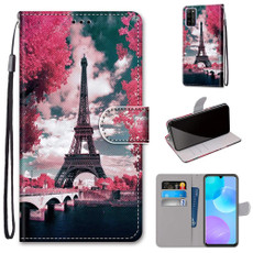 For Huawei Honor 30 Lite Coloured Drawing Cross Texture Horizontal Flip PU Leather Case with Holder & Card Slots & Wallet & Lanyard(Pink Flower Tower Bridge) For Huawei Honor 30 Lite Coloured Drawing Cross Texture Horizontal Flip PU Leather Case with Holder & Card Slots & Wallet & Lanyard(Pink Flower Tower Bridge)